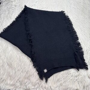 UGG Women's Unisex Black Fringe Edge Scarf Wrap Cozy Boho Maximalist